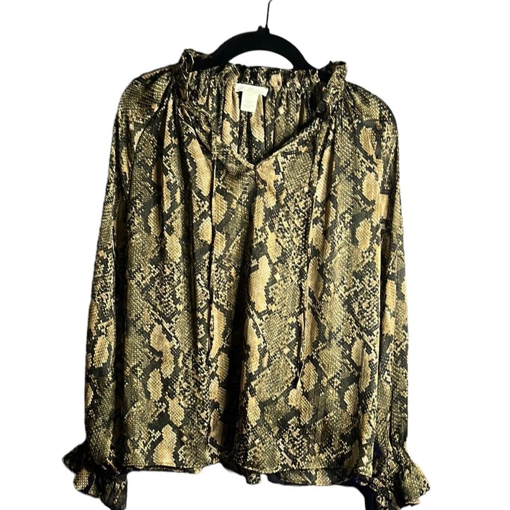 H&M Snakeskin Sheer Long Sleeve Blouse 2
